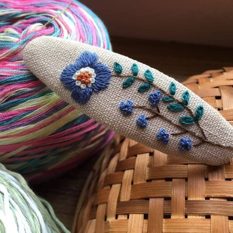 Flower Garden Embroidered Hair Barrettes
