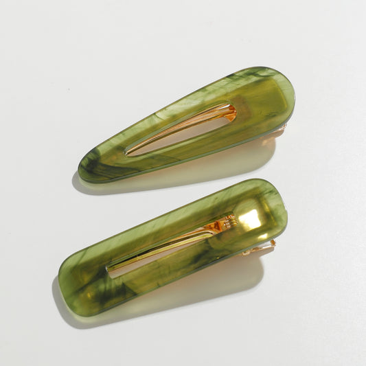 Gemma Green Hair Barrette Set