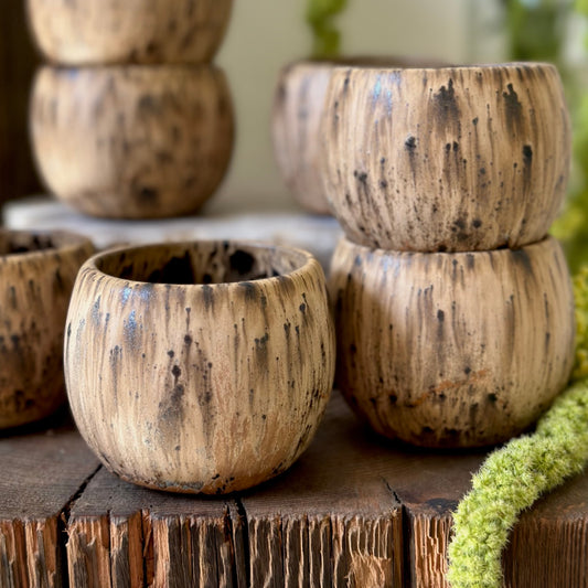 Ideal for sipping mezcal, espresso, or sake, the Lil Sipper is designed to fit perfectly in your hand. Each piece is handmade in small batches from a rich brown clay, then finished with an earthy glaze featuring bold speckles and soft, reactive edges.
