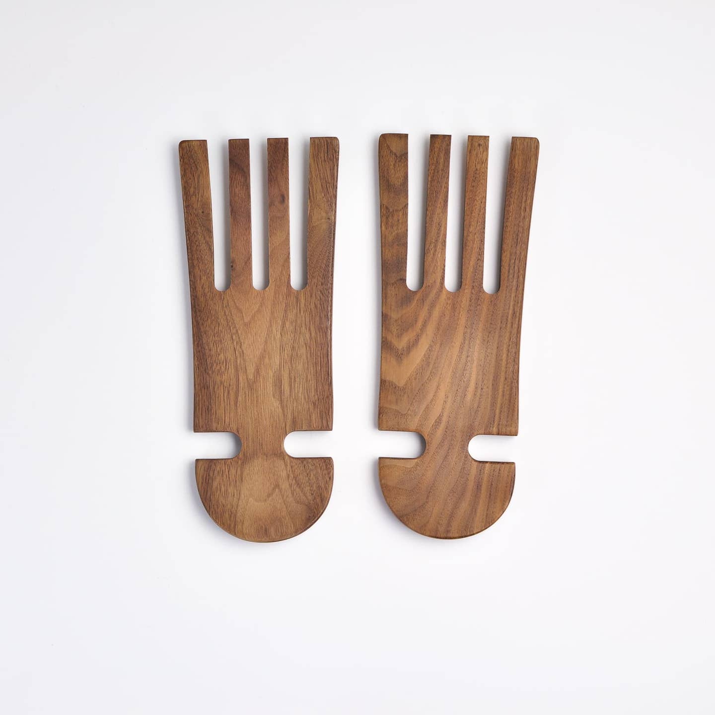 Handmade walnut wood serving hands measuring 9" and made sustainably