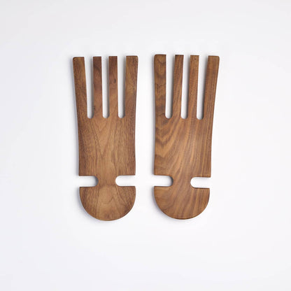 Walnut Wood Salad Hands