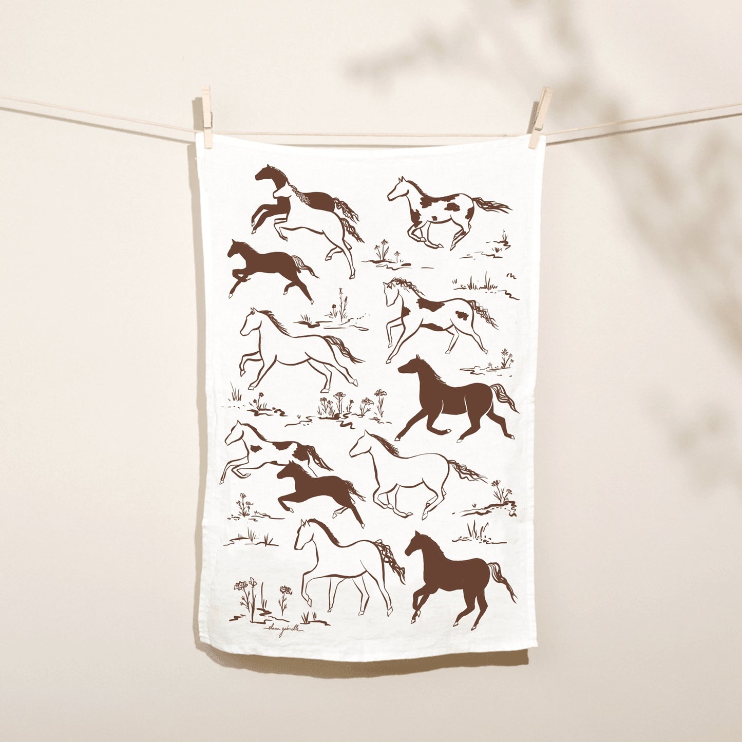 Wild Horses Linen Tea Towel