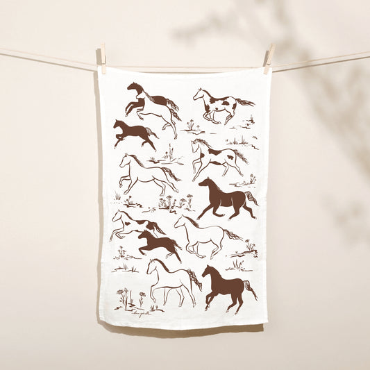 Wild Horses Linen Tea Towel