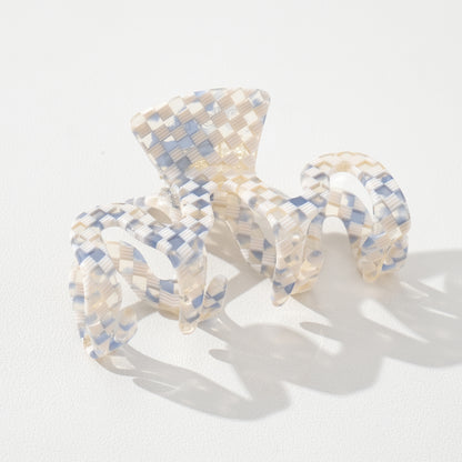 Large Blue Checker Claw Clip