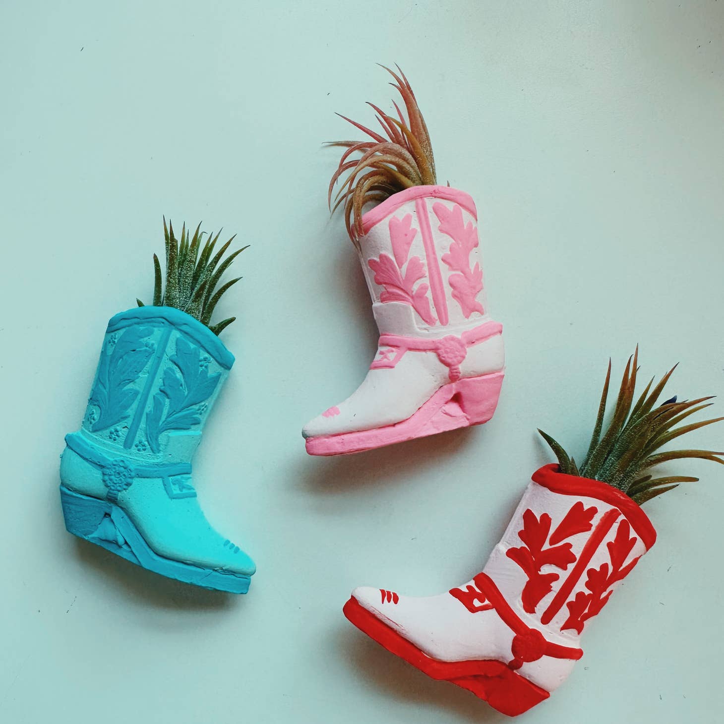A cute, mini planter made for air plants - handmade with concrete & hand painted. Includes airplant. o'berrys succulents