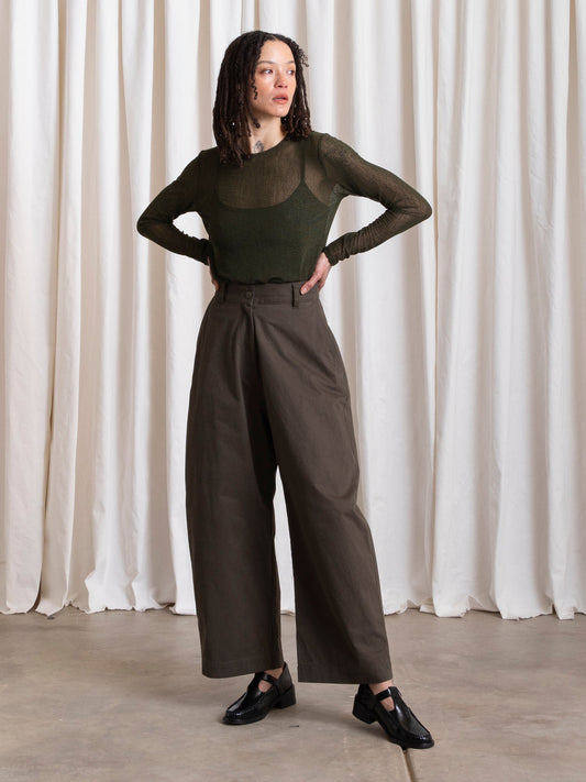 Loose Barrel Pant in Deep Moss