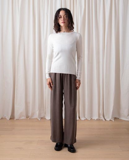 Ali Golden Ribbed LS Shirt Bone
