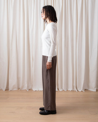 Ali Golden Ribbed LS Shirt  bone