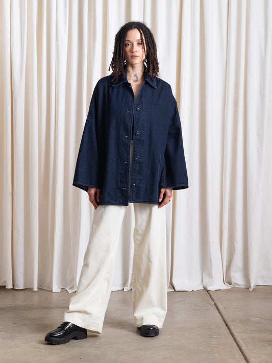 Ali Golden Dark Denim Oversized Shirt Jacket