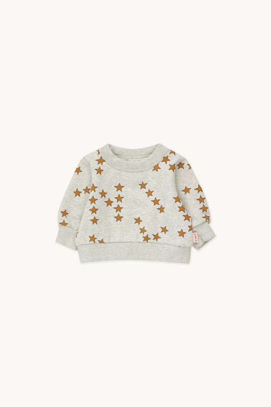 Tiny Stars sweatshirt on a grey blank by Tiny Cottons