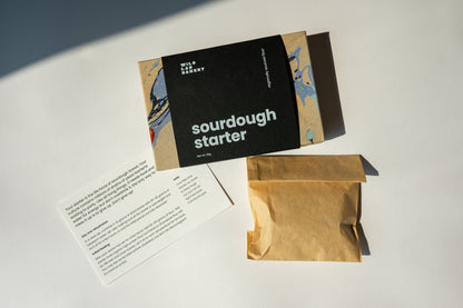A sourdough starter is the living culture that gives naturally leavened bread its flavor, structure, and depth. This starter is dehydrated at peak vitality and can be easily rehydrated at home. With regular feeding and care, it can be maintained indefinitely.