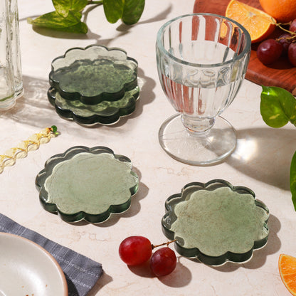 Glass Daisy Coaster Set