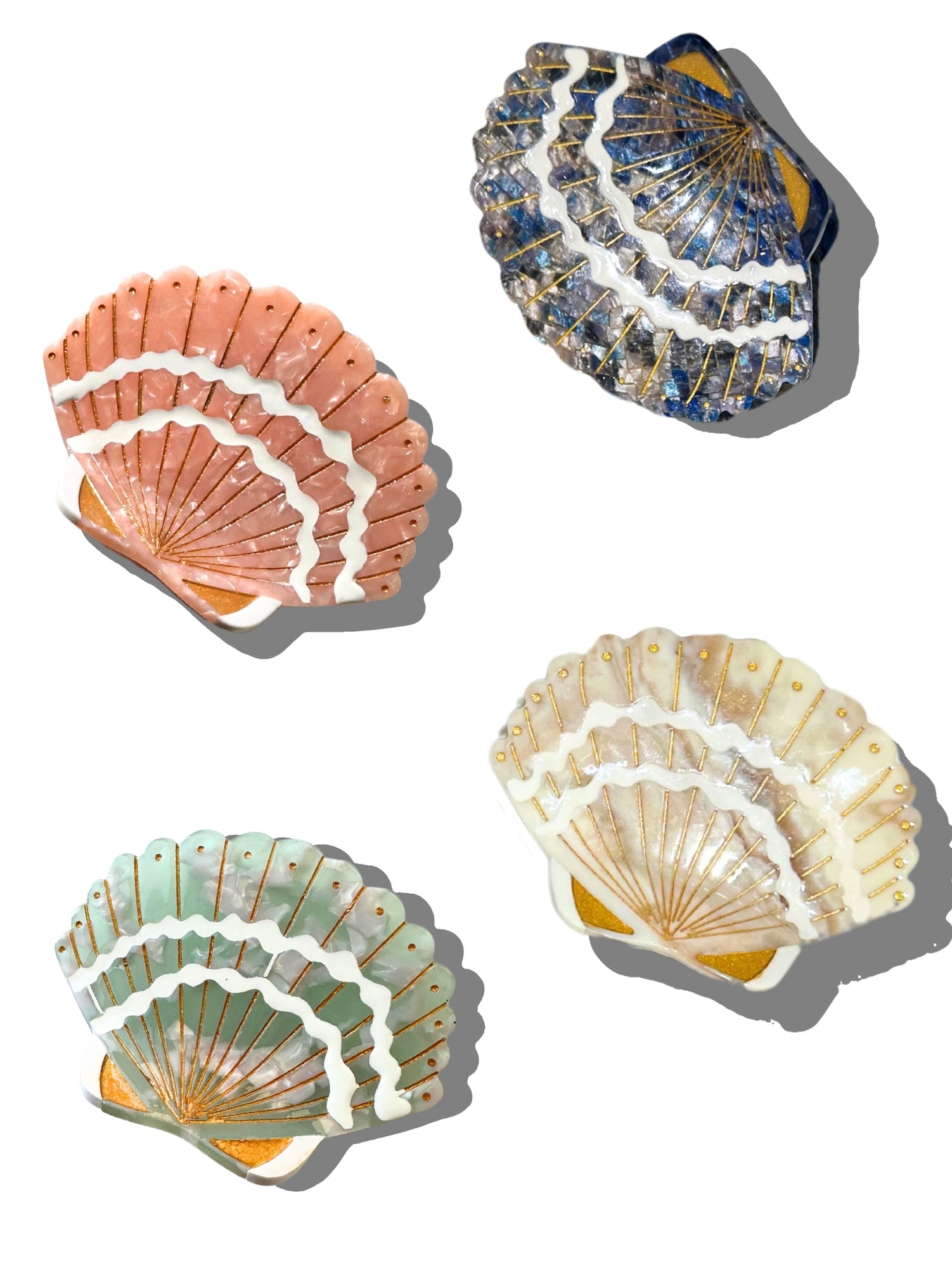 hand painted seashell claw clip by solar eclipse