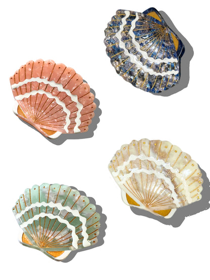 hand painted seashell claw clip by solar eclipse