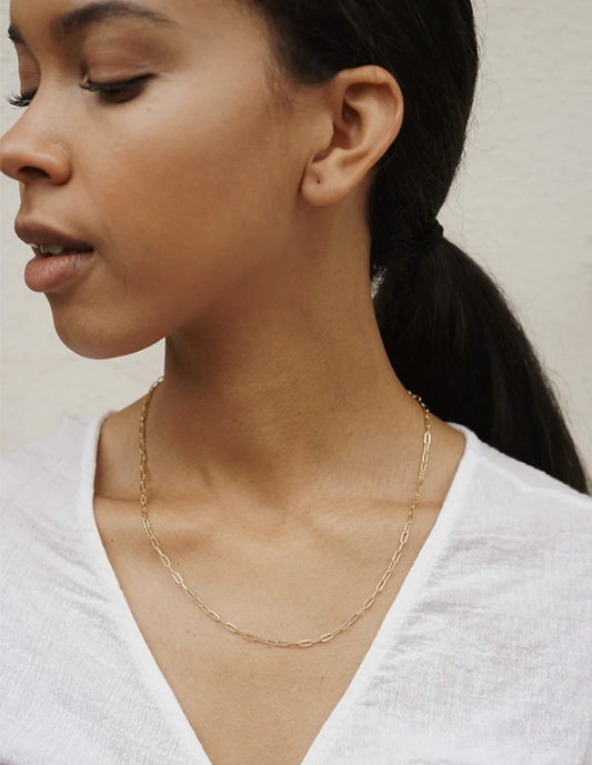 Upcycled metal chain necklace in gold fill or sterling silver. Handmade jewelry.