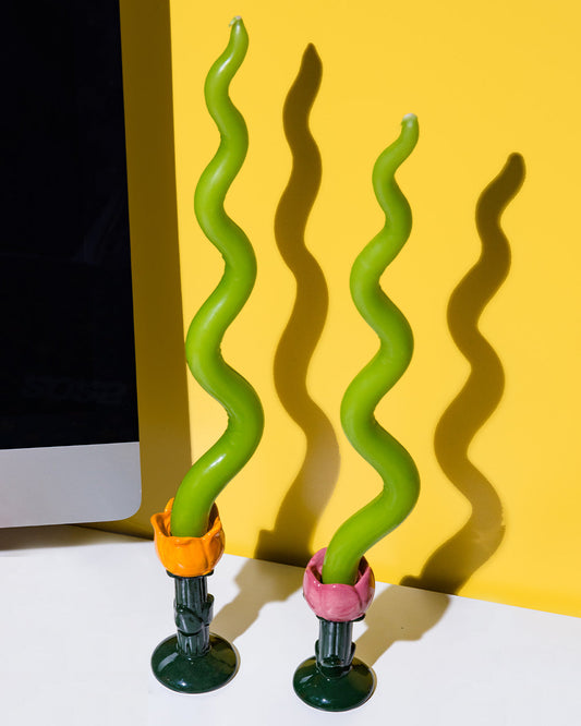 Ceramic Tulip Candle Holder Set