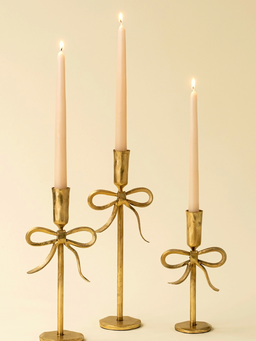 Gold Bow Candlestick
