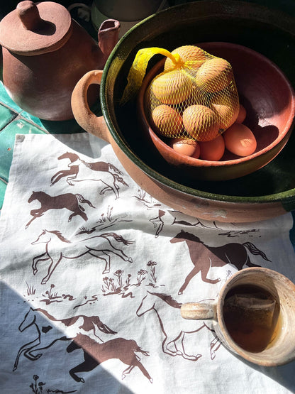 Wild Horses Linen Tea Towel