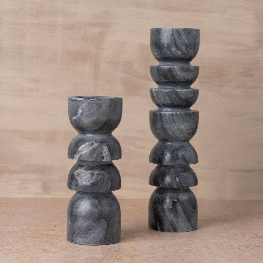 Saarde home / Alev candle holders are crafted from marble & are handmade by artisans using traditional turning techniques.