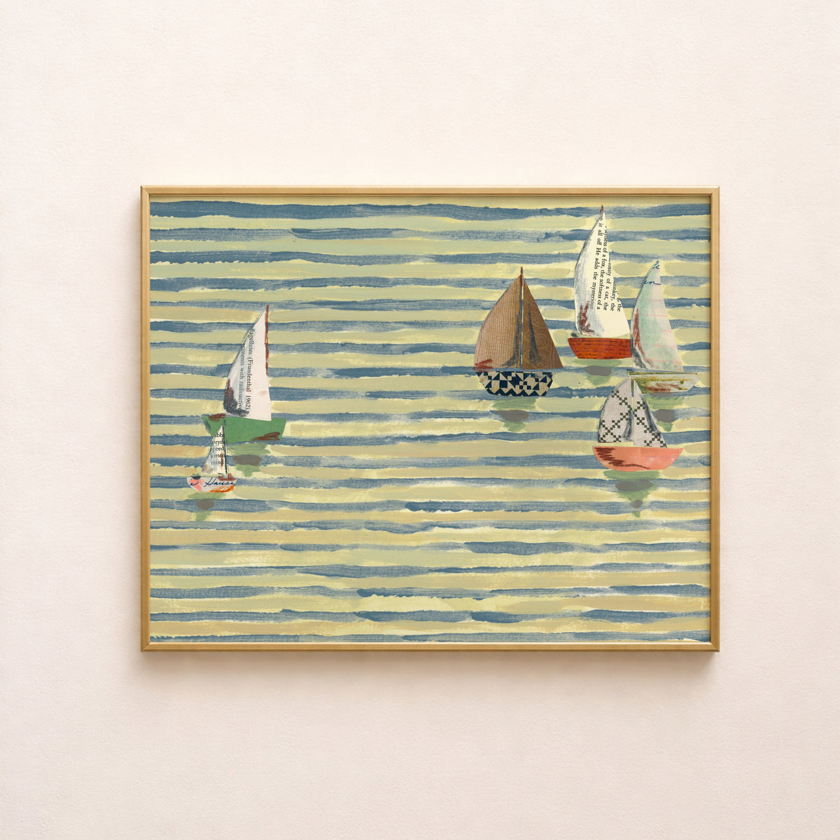 Sailboats on Stripes Print