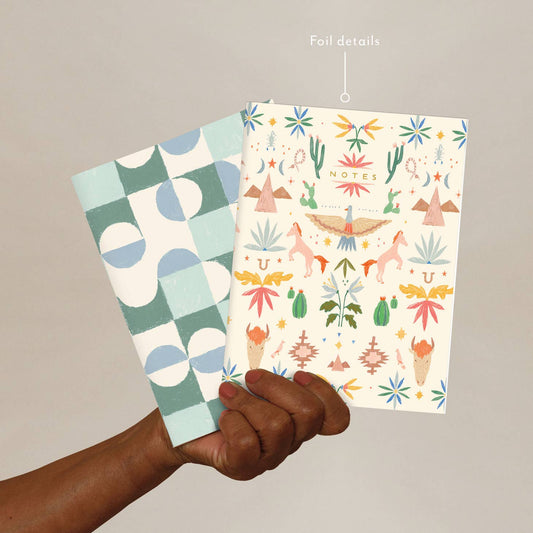 Embellished with foil details, these books have 64 pages each and are banded together with plantable seed paper packaging that is biodegradable and embedded with seeds. Set includes 1 lined notebook & 1 blank notebook.
