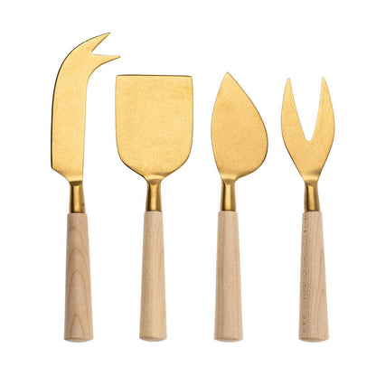 Maple wood cheese knives handmade ethically in India.