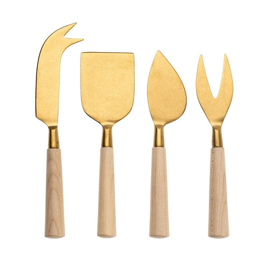 Maple wood cheese knives handmade ethically in India.