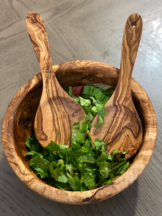handmade olive wood salad bowl