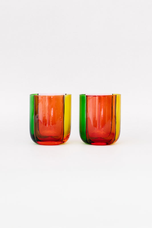 Colorblock Lowball Glass Set