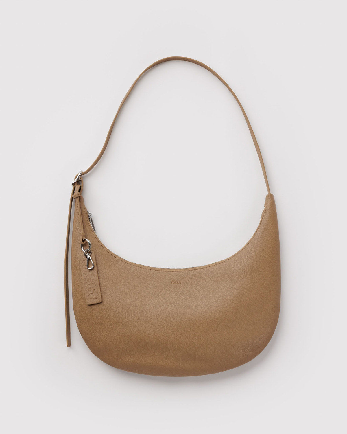 Medium Recycled Leather Flat Crescent Bag