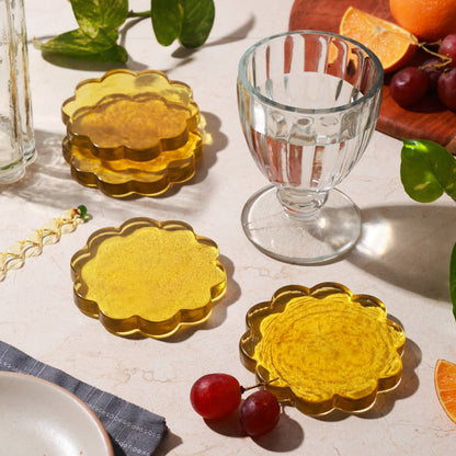 Glass Daisy Coaster Set