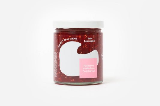 Sqirl Raspberry and Vanilla Bean Jam made with organic ingredients