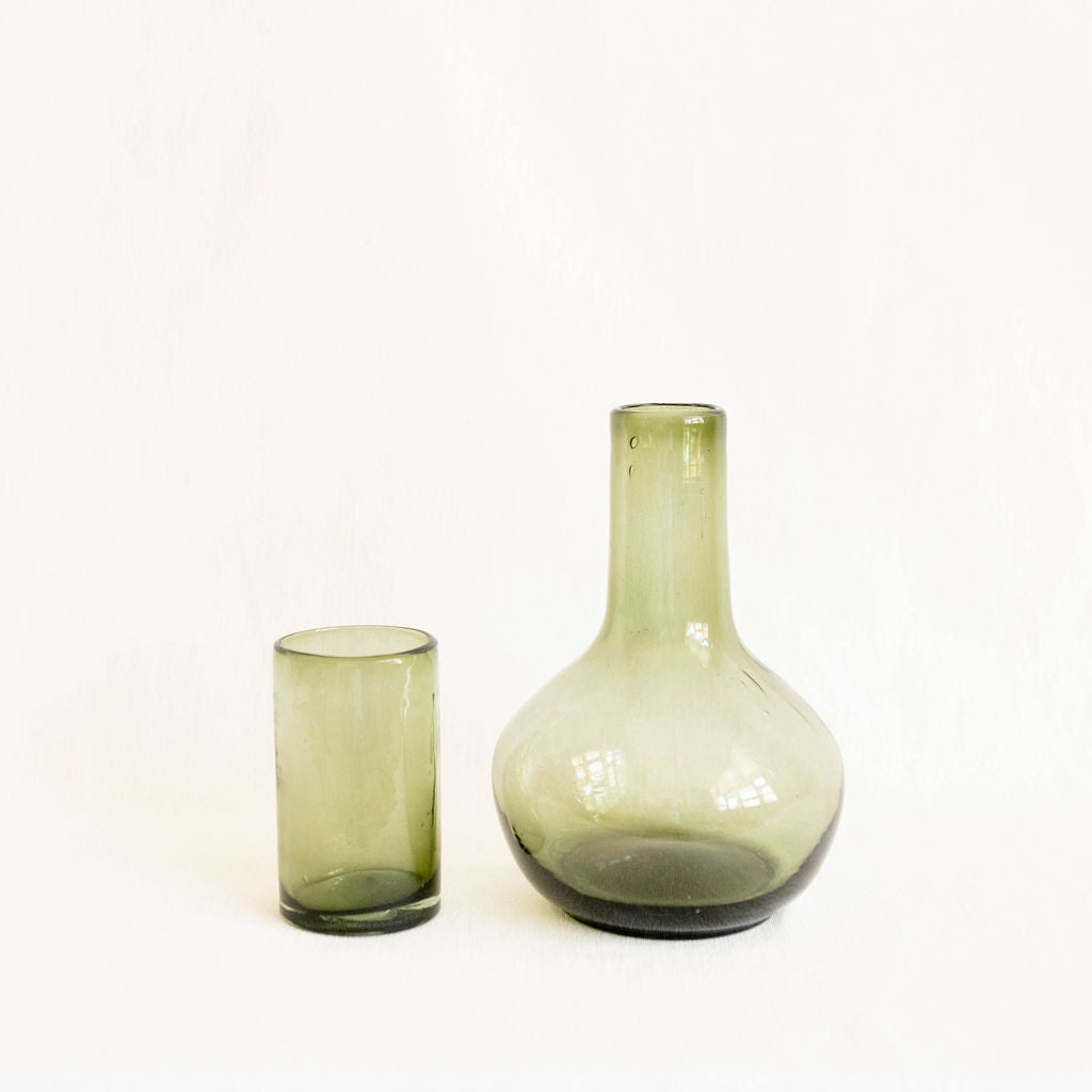 Handblown Glass Round Bedside Carafe volverde
