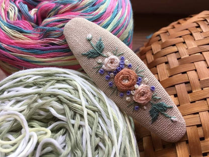 Flower Garden Embroidered Hair Barrettes