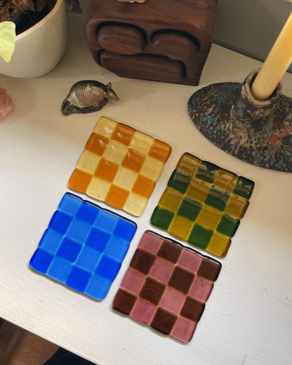 chelbie hunger Glass Checker Coaster