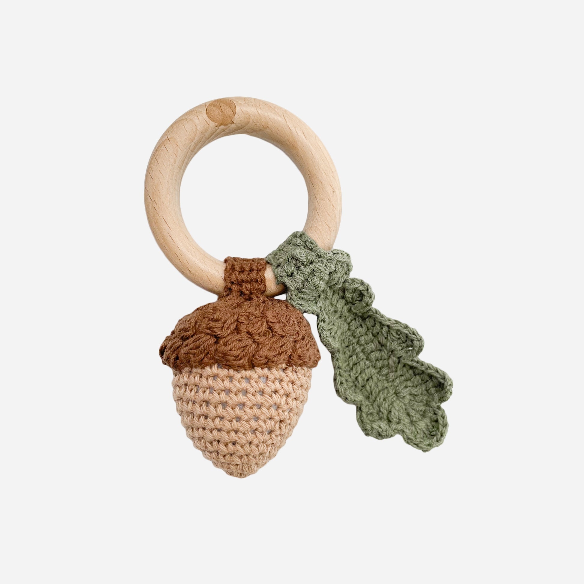 Knit Acorn Rattle Teether by blueberry hill