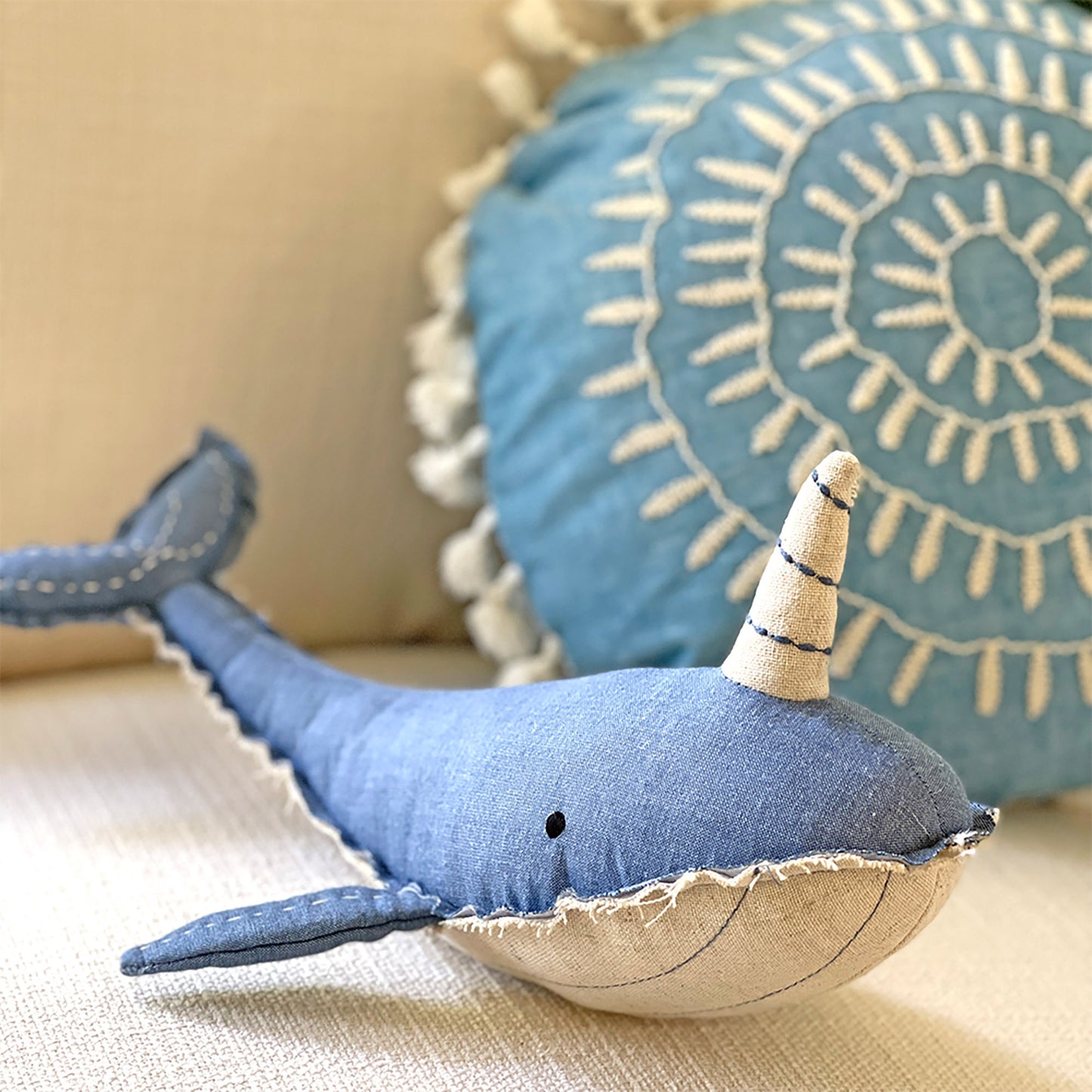 Narwhal stuffed nimal by Crane Baby
