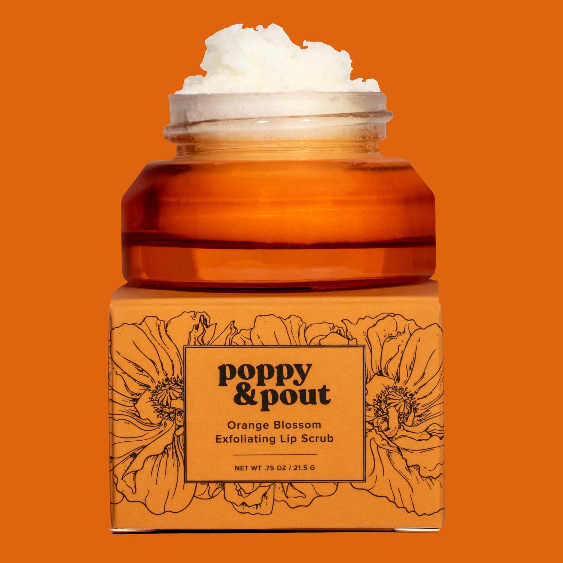 poppy and pout flower powered lip scrub made with a clean combination of natural ingredients