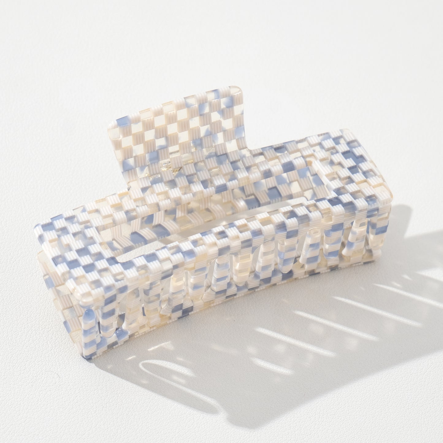 Large Blue Checker Claw Clip