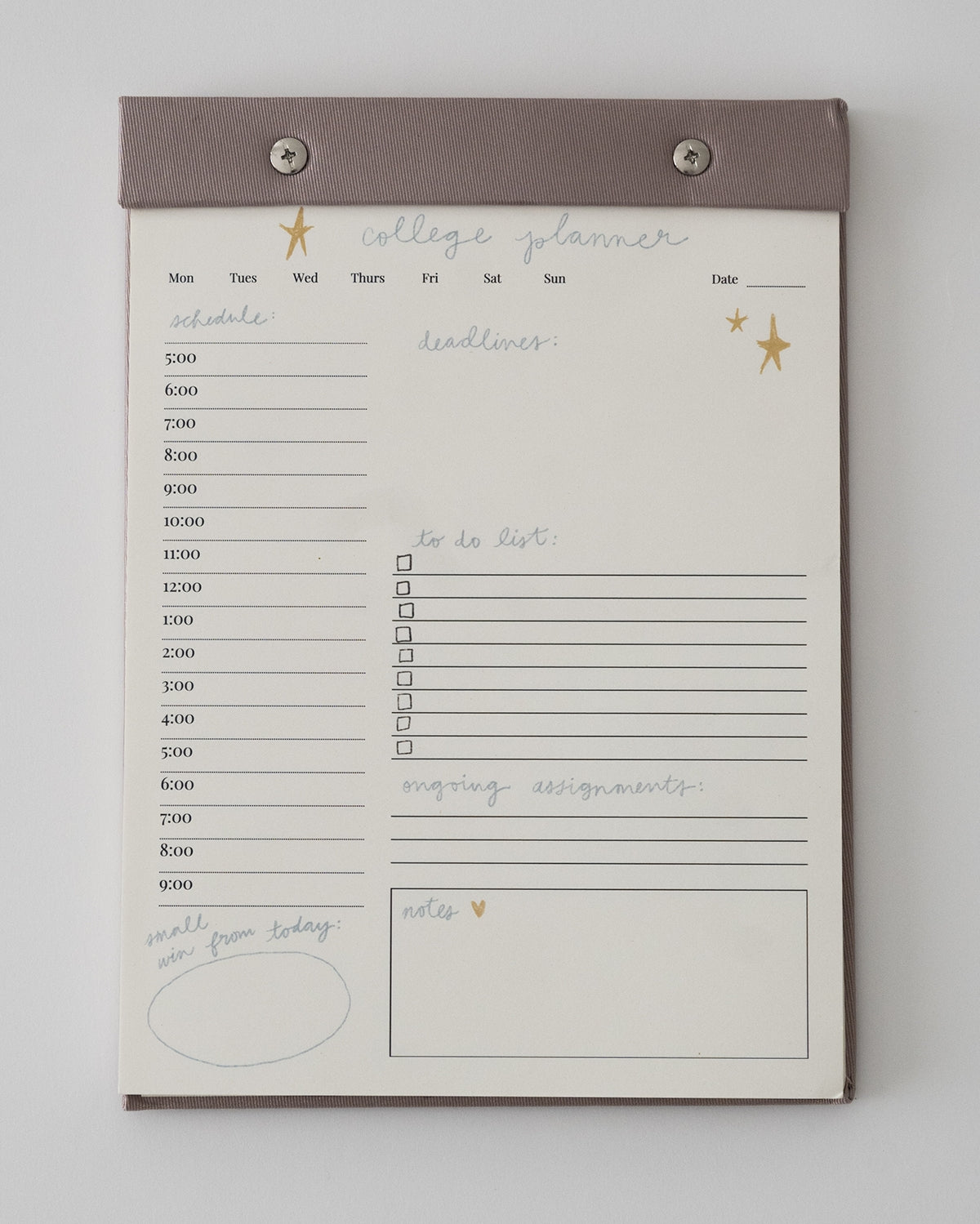 College Daily Planner