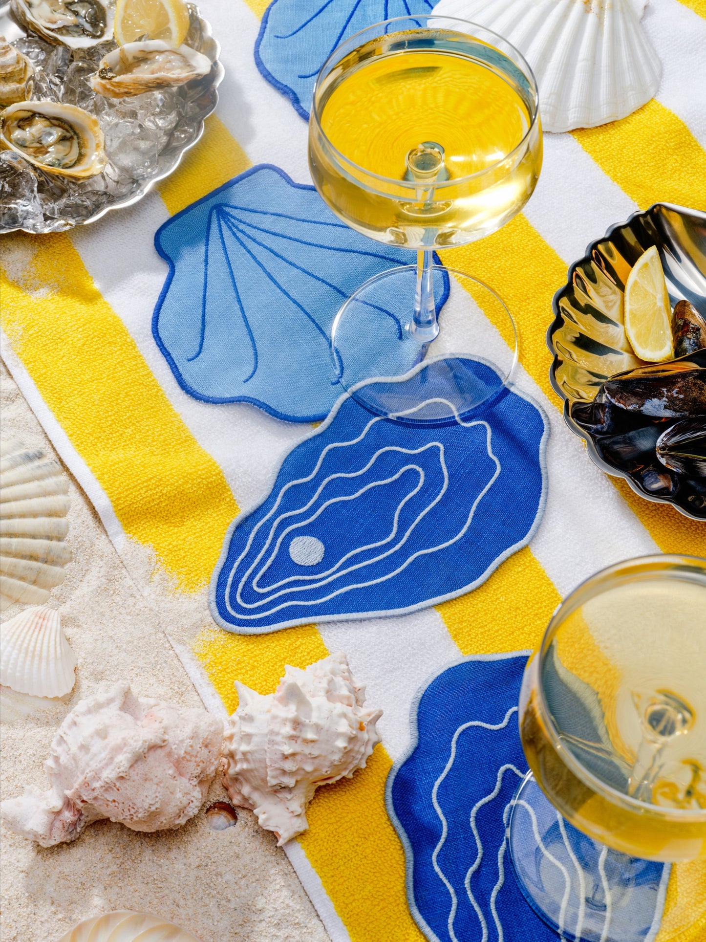 peacework puzzles shell linen cocktail napkins set 