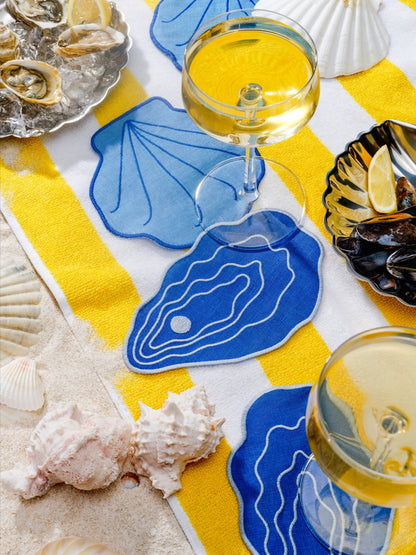 peacework puzzles shell linen cocktail napkins set 