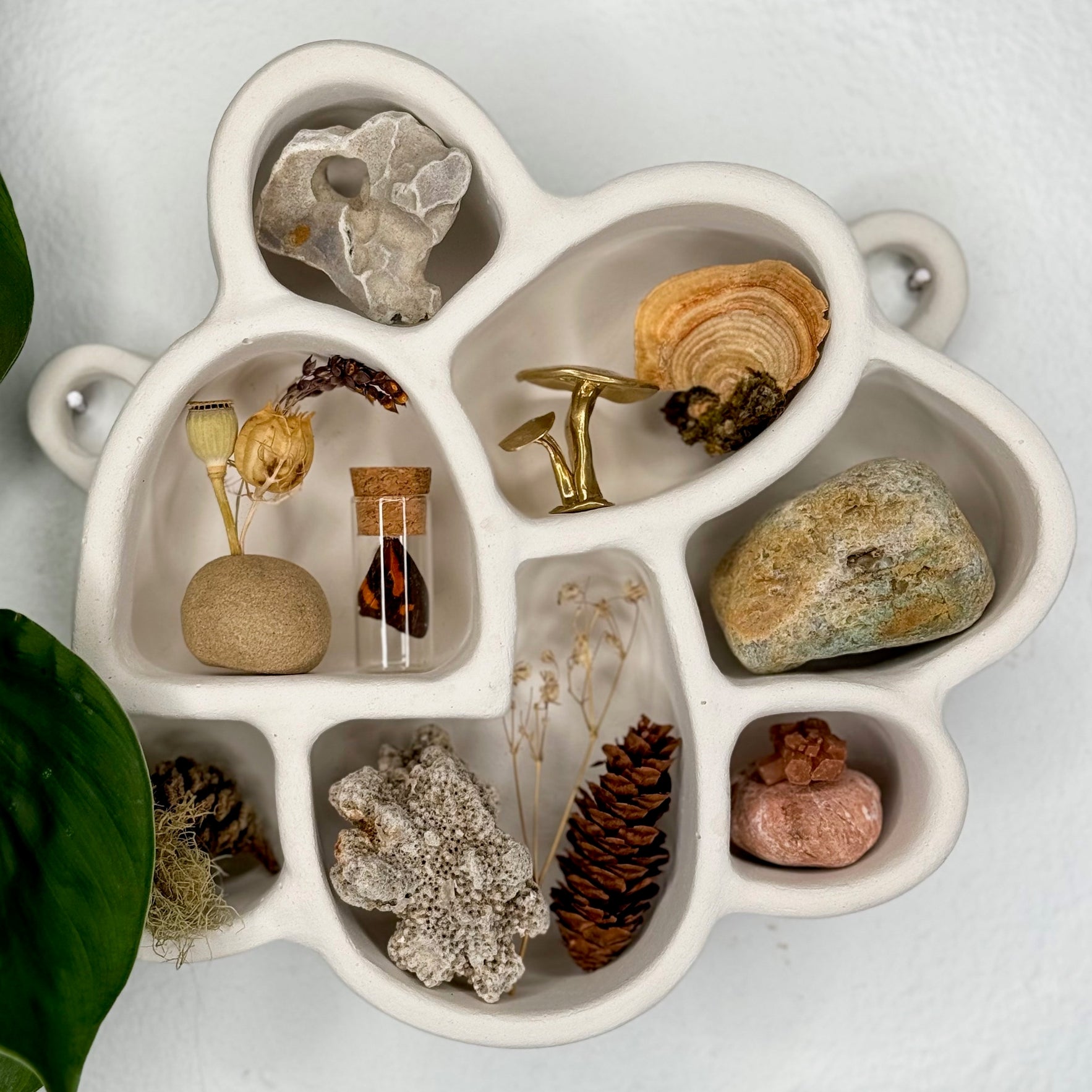 The Cave of Inspiration was designed to encourage a connection with nature and the exploration of the outdoors. It makes the perfect home for crystals, pinecones, rocks, air plants and other tiny treasures.

