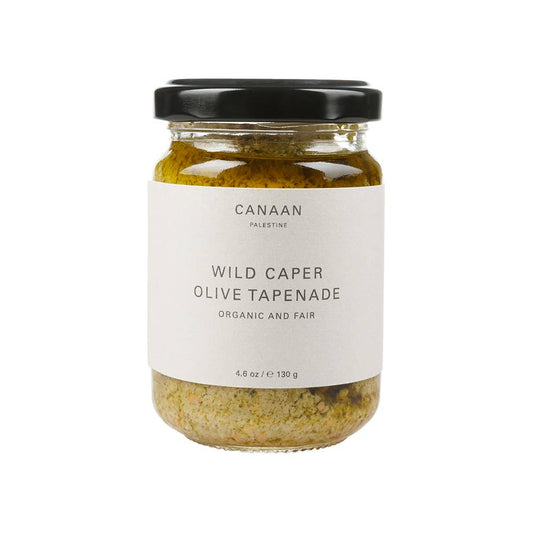 canaan wild caper olive tapenade  / Wild collected capers from the hills of Palestine wild caper olive tapenade take wild-collected capers from the hills of Palestine blended with Canaan green olives provides a tangy treat on toasted bread, crackers, or pasta.