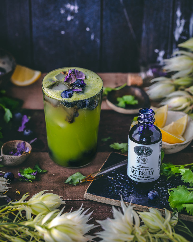 anima mundi fat belly tonic / We live in a world where there is an abundance of bad fats within the marketplace. This formula was designed with the intention to help assist fat breakdown, boost healthy digestion, detox and to boost metabolism. 