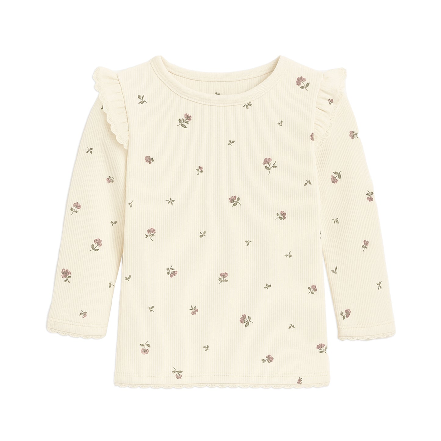 Ribbed Ruffle Long Sleeve