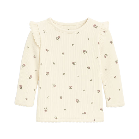 Ribbed Ruffle Long Sleeve