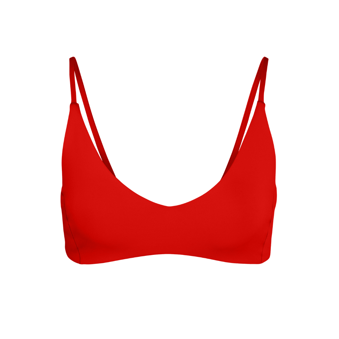 It's essentially the golden retriever of swim tops. A V front, low coverage bikini top built for smaller to medium busts (B-D cup). One of Left on Friday's best selling tops, for good reason, with its insanely soft, smoothing coverage fabric.