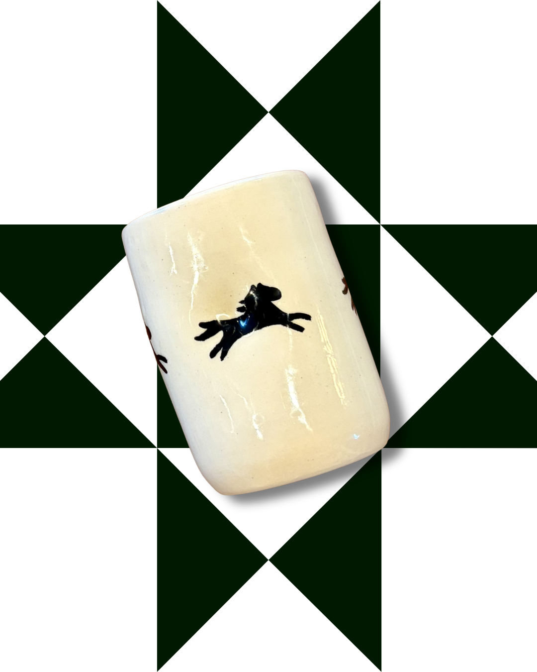 Handmade horse tumbler for hot and cold drinks. Ceramic tumbler made in Leucadia, California.