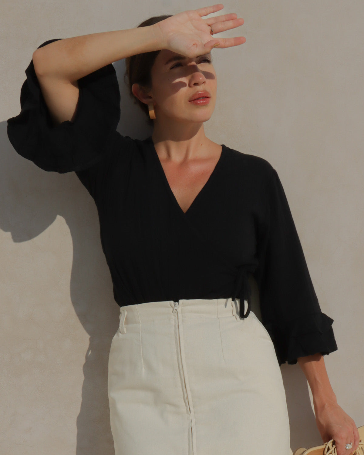 100% organic cotton gauze wrap top blouse made sustainably in B.C., Canada. 